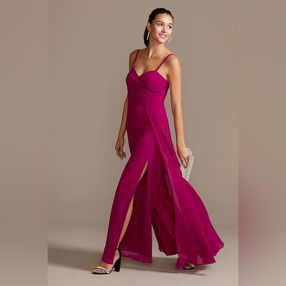 NWOT Marina Slit Wide-leg Chiffon Jumpsuit Size 4